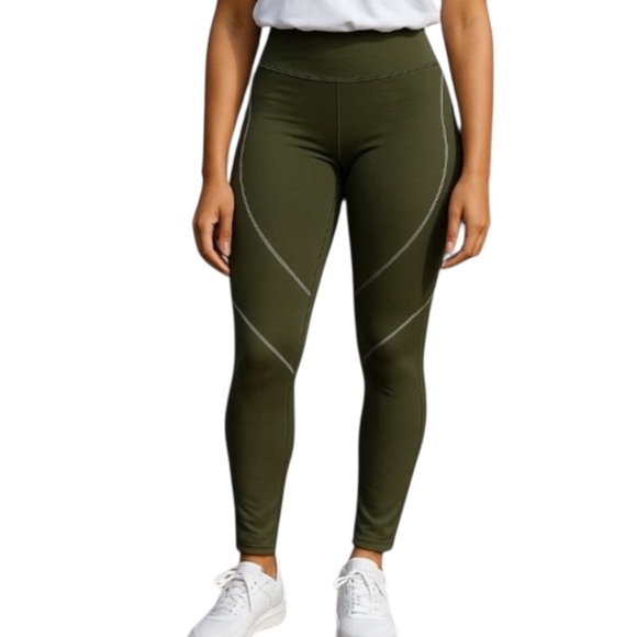 adidas Pants - Adidas Olive Green Full Length‎ Leggings with Contour Seams Size XS